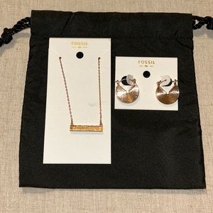 Fossil rose gold necklace and earrings